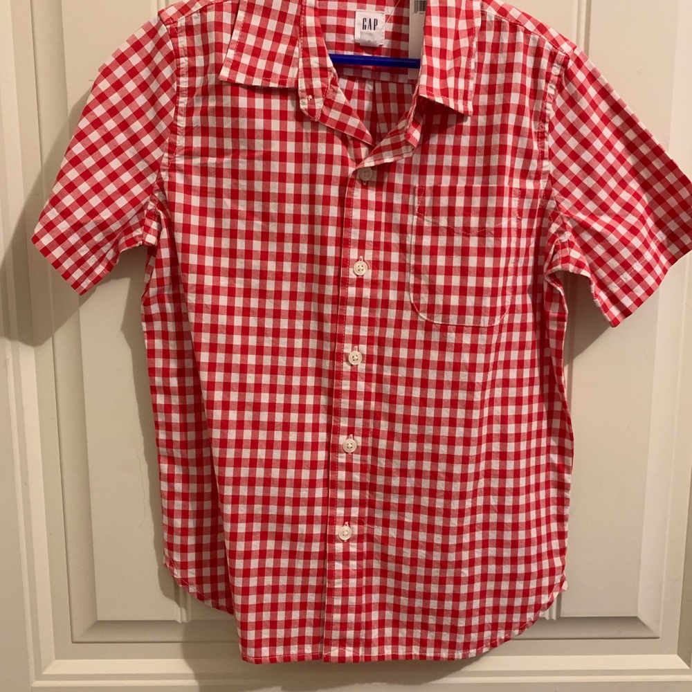 4/$50 MIX N MATCH BUNDLE! NEW Gap Gigham Plaid Short Sleeve BUTTON DOWN Boys S